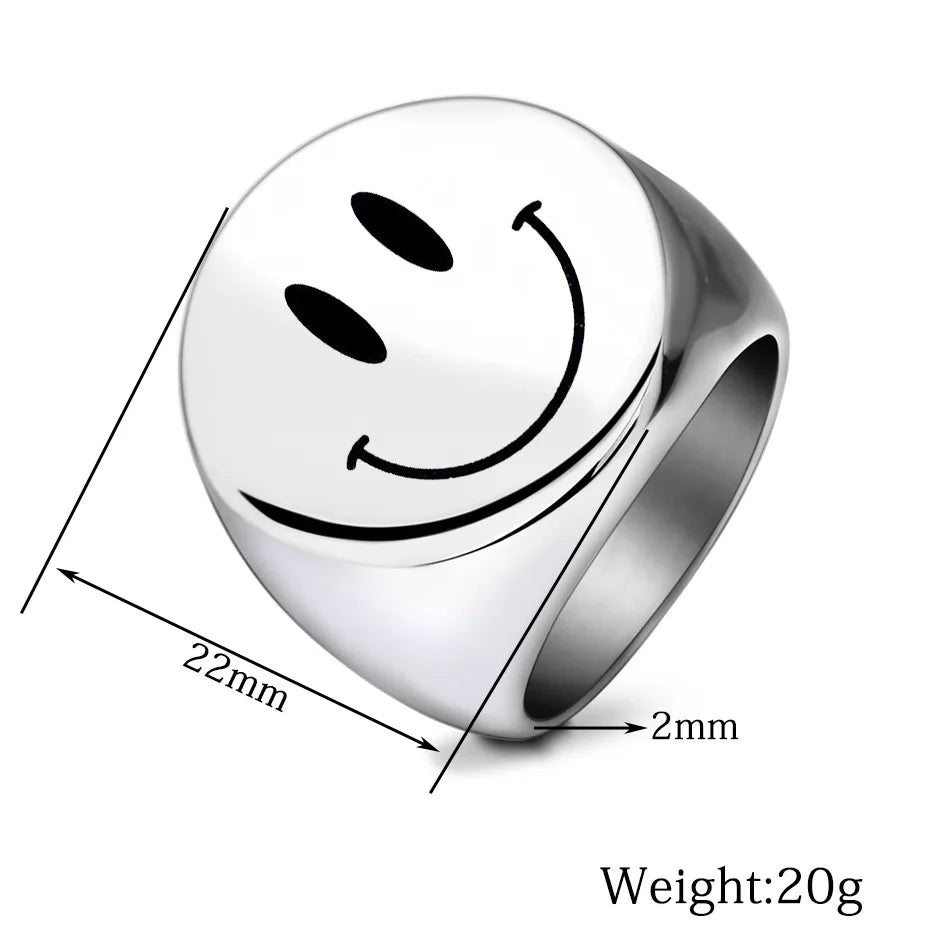 HAPPY FACE Stainless Steel Ring | CANAANWEAR | Jewelry |