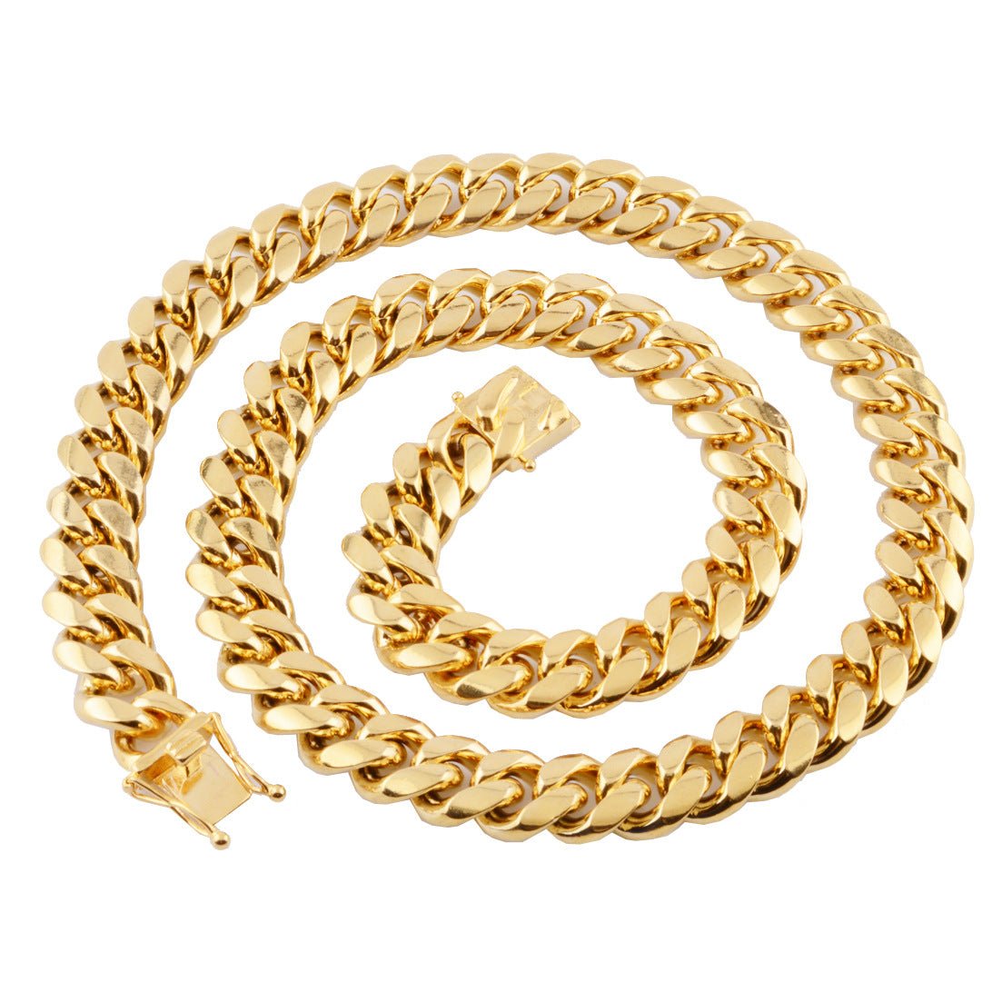 Hot Stainless Steel Link Gold Miami Cuban Border Chain | CANAANWEAR | |