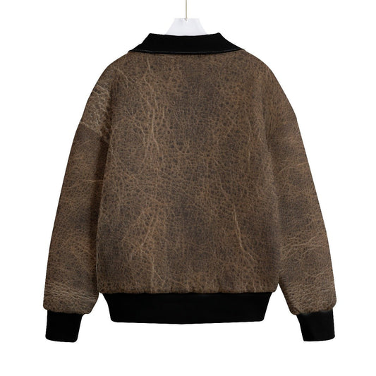 LEATHERTONE [BROWN] Knitted Fleece Jacket