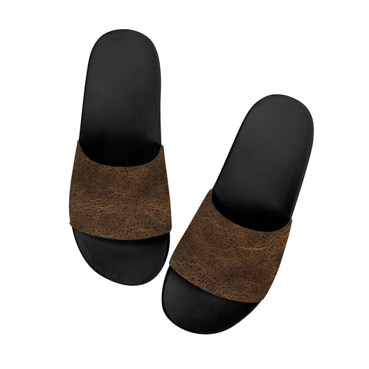 LEATHERTONE [BROWN] Slide Sandals